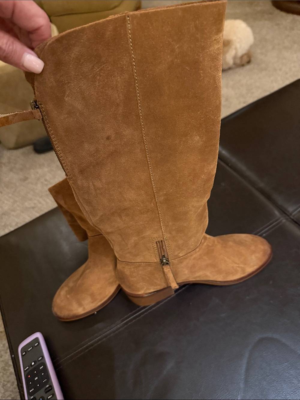 naughty monkey Suede Riding Boots — Cognac Brown